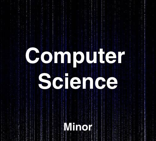 Computer Science Minor text on a dark, data-inspired background.